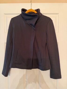 LOFT Moto Asymmetrical Zipper Navy Sweater Jacket